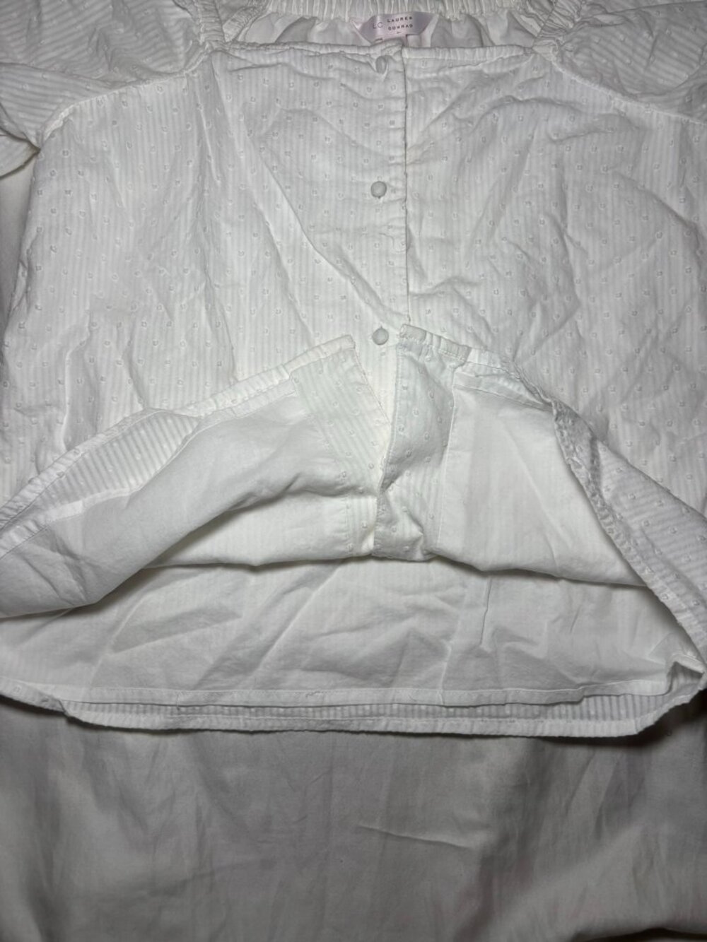 Women's Sz XS White Swiss Dot Puff Sleeve Peasant Blouse Boho Cottagecore - Picture 10 of 10